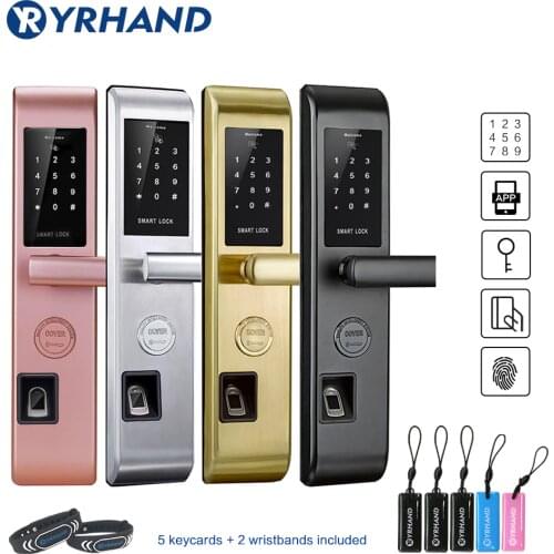 Wifi Fingerprint Door Lock Anti-theft Door Lock Keyless Smart Lock With Digital Password RFID Unlocked by APP, Code, Card, Key