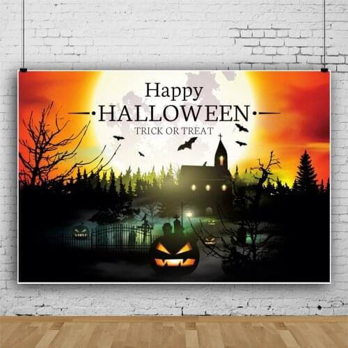 Happy Halloween Carnival Pumpkin Full Moon Studio Photography Background Masquerade Party Decors Photo Video Backdrop Photocall