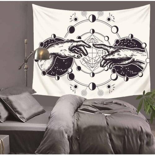 Planet hand drawn black white Tapestry Home Decorations Wall Hanging Forest Starry Night Tapestries For Living Room Bedroom