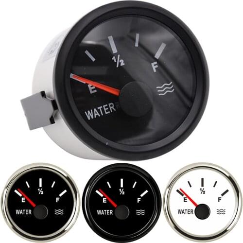 52mm Water Level Gauge 0-190ohm 240-33ohm Stainless Steel Boat Water Tank Level Indicator Gauge Tool White Black instrument
