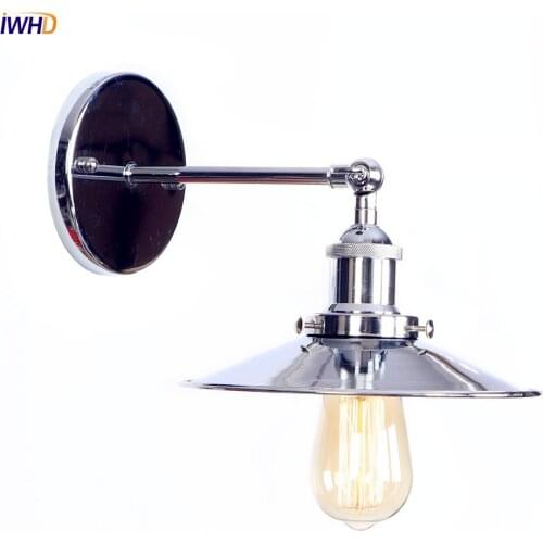 IWHD Silver Iron Indutrial LED Wall Light Fixtures Bedroom Bathroom Edison Loft Style Vintage Wall Sconce Beside Lamp Wandlampen