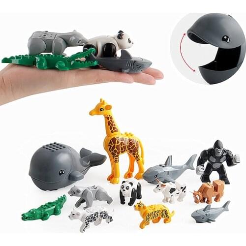 Animals Blocks for Children MOC Compatible Classic Mini Building Bricks City Farm Dinosaur Crocodile Toys for Boy Girl DIY Gift