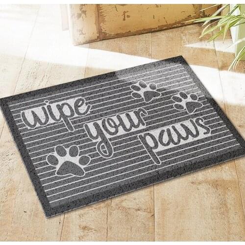 Door Mats Kitchen Bathroom Entrance Mat Carpet Nordic Cartoon Pattern Minimalist Anti-Slip PVC Silk Loop Entrance Doormat