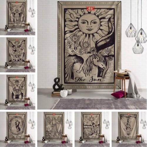 Myth Illustration Style Tarot Tapestry Print Poster Dark Witchcraft Room Headboard Arras Carpet Astrology Blanket Home Decor