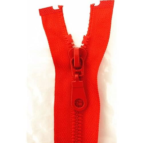 2pcs, 5 # 25cm (10inch) Red Detachable Resin Zipper with Open End Automatic Eco Lock Plastic Zipper for Sewing Suit