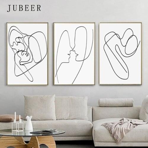 Line Drawing Art Set Of 3 Prints Love Poster Abstract Canvas Painting Minimalist Wall Art Posters and Prints Decorative Pictures