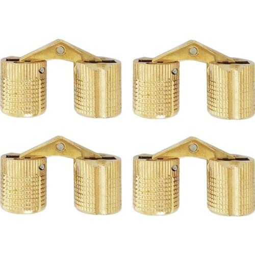 4PCS 8/10/12mm Copper Barrel Hinges Cylindrical Hidden Cabinet Concealed Invisible Brass Hinges Mount For Furniture Hardware