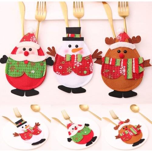 2019 Xmas Holder Cover Christmas Fork Bag Tableware Cutlery Spoon Case Set New