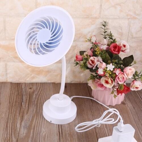 YAM 2-in-1 USB Powered Desk Fan Lamp 3 Speeds Adjustable with Finger Sensor Switch Table Fan LED Light for Camping Home Office