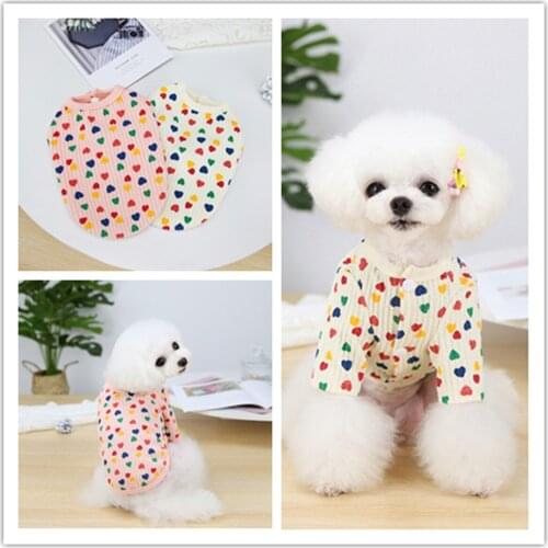 Dog Clothes for Small Dogs Autumn and Winter Schnauzer Teddy Dog Small Dog 21 Color Love Cardigan Pet Clothing Dog Clothes