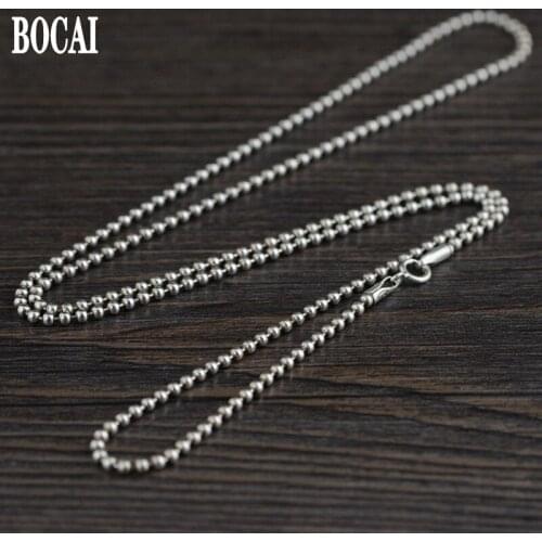 New 925 Silver Necklace Clavicle Chain Necklace Long Chain for Women Fashion Thai Silver 2MM Silver Bead Necklace Women Necklace
