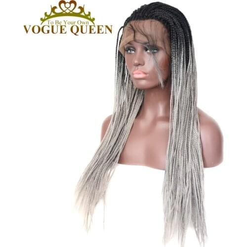 Vogue Queen T1b Grey Synthetic Lace Front Wig Long Wig Heat Resistant Fiber Daily Wearing For Women