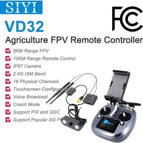 SIYI VD32 Agriculture FPV Radio System Transmitter Remote Controller with Camera for Spraying Drone 16CH 2.4G 2KM FCC Approved