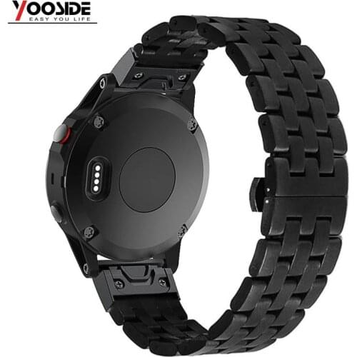 YOOSIDE 26mm Quick fit Stainless Steel Watch Band Strap with Security Butterfly Clasp for Garmin Fenix 5X/5X Plus/Fenix 3/3 HR