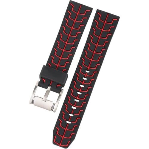 Shelhard Silicone Dual Color Watch Band Strap 20mm 22mm 24mm Waterproof Universal Watchband Strap Wrist Belt Bracelet