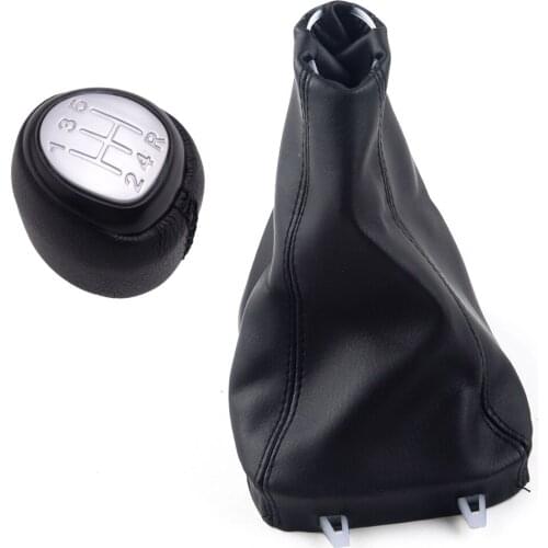 Silver 5 Speed Manual Gear Stick Shift Knob Top Cover & Gaiter Boot Fit For SAAB 9-3 2003-2006 2007 2008 2009 2010 2011 2012