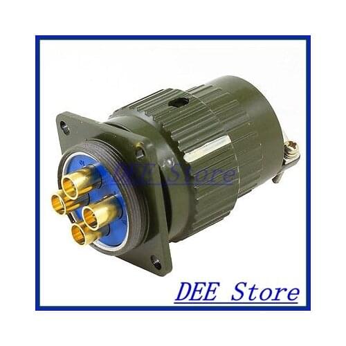 Core 4 Pin Terminals Male Screw Mount Aviation Connector Plug