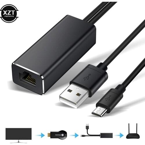 USB Lan Ethernet Network Card Adapter Micro USB Power to RJ45 10/100Mbps for Fire TV Stick Chromecast Ultra Audio Google