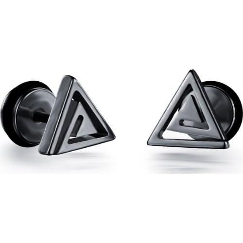 Simple samll Stainless Steel Mans Triangle Stud Earrings Punk Rock Style Casual 316L Steel Mens party Jewelry Gift 3 Colors