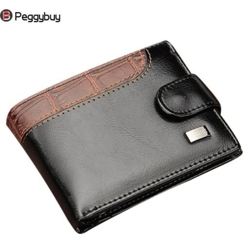 Vintage Bifold PU Leather Short Wallet Men Business Card Holder Men Purse Pouch