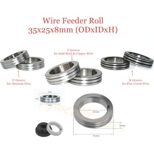 Welding Wire Feeder Roll V U K Knurl Groove 0.8 1.0 1.2mm for Steel Aluminum Flux Cored Gasless Wire Welding Machine