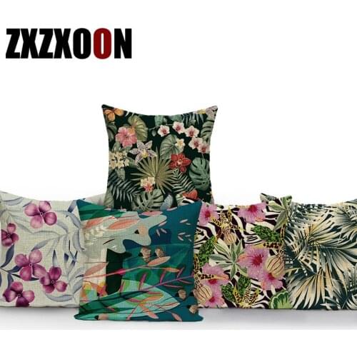 Tropical Plant Monstera Palm Leaf Leaves Flower Butterfly Decorative Pillows Cushion Cover for Sofa Home Car Bedroom Home Decor
