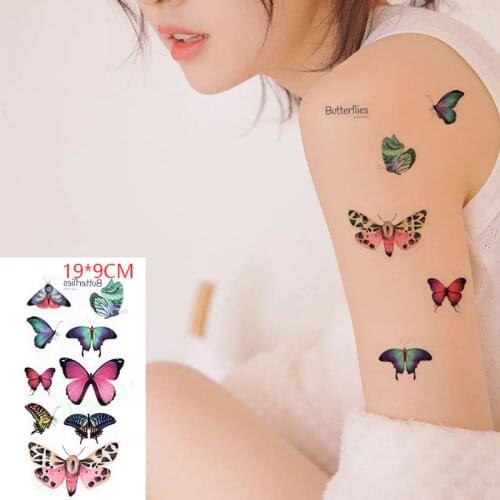 Waterproof Temporary Tattoo Sticker Colorful Butterfly Fake Tatto Flash Tatoo Leg Arm Hand Foot for Girl Women Lady Kids