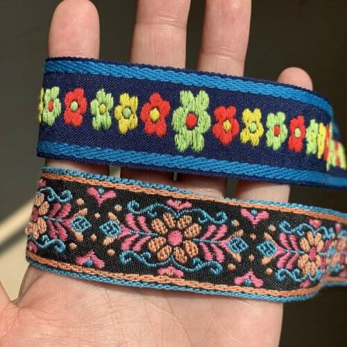 ZERZEEMOOY 1-1/4INCH 31mm 3yard/pack 2 Styles Vintage Colored Flowers Lace Handmade Jacquard Ribbon Lace MJZD19120616