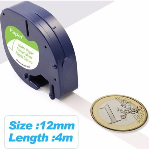 1 x Tape Cartridge 91200 White Paper 12mm by 4m for DYMO LETRATAG Label Makers
