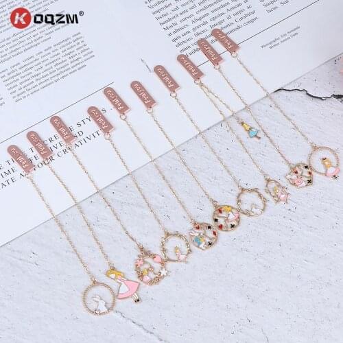 1PC Bookmarks For Books Stationery Novelty Cute Metal Bookmark Cartoon Book Markers School Office Stationery Teacher Gift