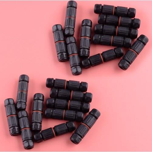 20pcs 3 Pin Inline Waterproof IP68 Junction Box Connector Electric Cable Wire Plug Socket Outdoor