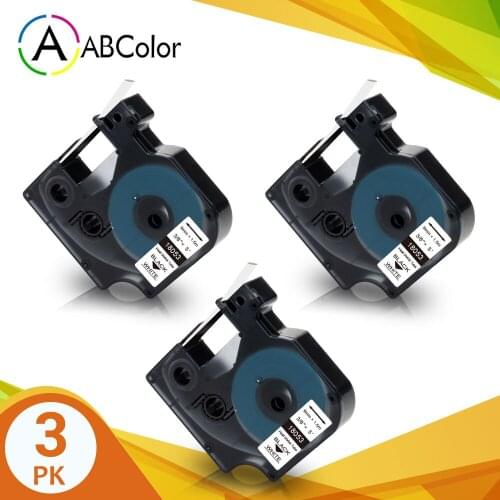 3Pcs 18053 Heat Shrink Tube Tape Black on White 9mm 18053 Rhino Industrial Tape For DYMO Rhino 4200 5200 5000 6000 Label Printer