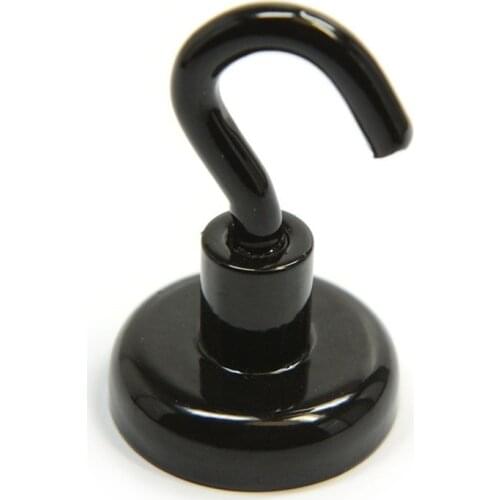 5pcs16mm Steel Black Metal Heavy Magnet Magnetic Hanging Hook Powerful Magnetic Wall Hooks Indoors Organization Tools