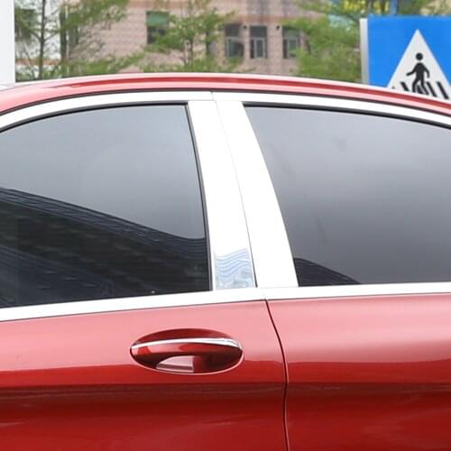 6pcs/set For Mercedes benz W205 C Class 2015 2016 20Polished Aluminum Alloy B C Window Pillar Post Trim Kit Cover Trim Accessory