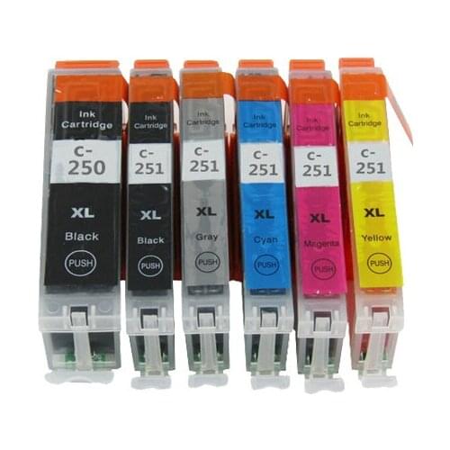 6pcs/lot) High quality! compatible Ink Cartridges PGI250 CLI251 for Canons PIXMA MG5420/MG5422/MG5520/MG6320/MG6420