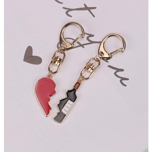 DIY Stitching Keychain For Friends And Couples Girlfriends Fashion Elegant Gift Metal Heart Shape Bottle Suitable For Banquet