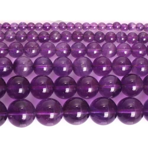 4-14mm Natural Round Light Purple Amethysts Beads Spacer Loose DIY Beads For Jewelry Making Beads Accessories 15'' Women Gift