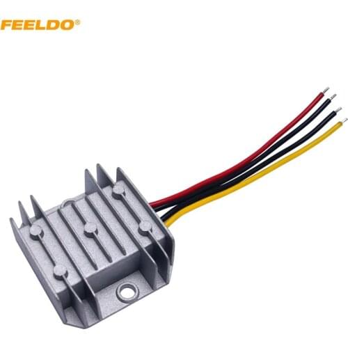 FEELDO 1Pc Cars Trucks DC24V To DC12V 10A 120W Converter Transformer Regulator Special For Car Radio Head Unit Installation
