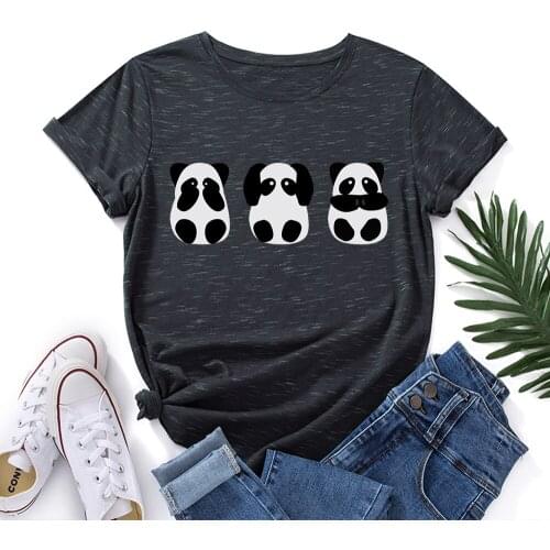 Funny Panda Women Short Sleeve T-Shirts Cotton Graphic Tees Summer Tops for Female Oversized Tshirt Streetwear Kawaii Clothes