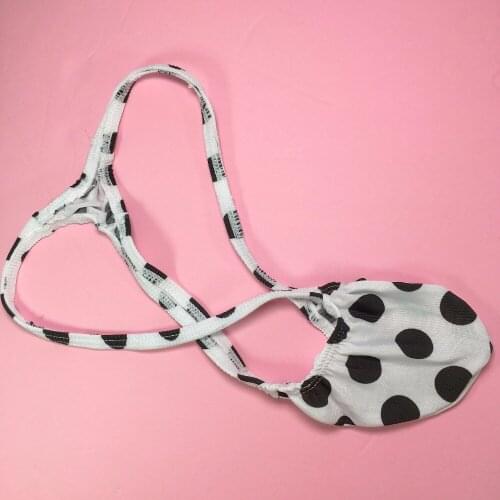 G403DS Mens Thong Bulge Pouch T-back Grape Smugglers Soft Jersey Polyester Knit Dots Print