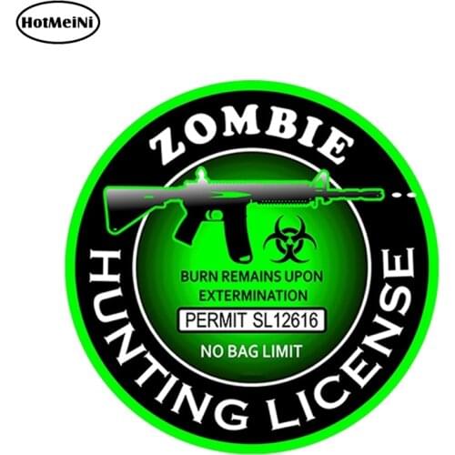 HotMeiNi 13cm x 13cm Car Styling 3D Car Sticker Zombie Hunting License Bio Hazard AK 47 Round Decal Waterproof DIY Accessories