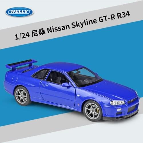 WELLY 1:24 Classic Diecast Car Nissan Skyline GT-R R34 High Simulator Metal Alloy Toy Car Model Car For Children Gift Collection
