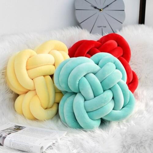 Creative Rainbow Pillow Square Pillows with Knots Nordic Style Soft and Comfortable Cute Home Bedroom Decoration