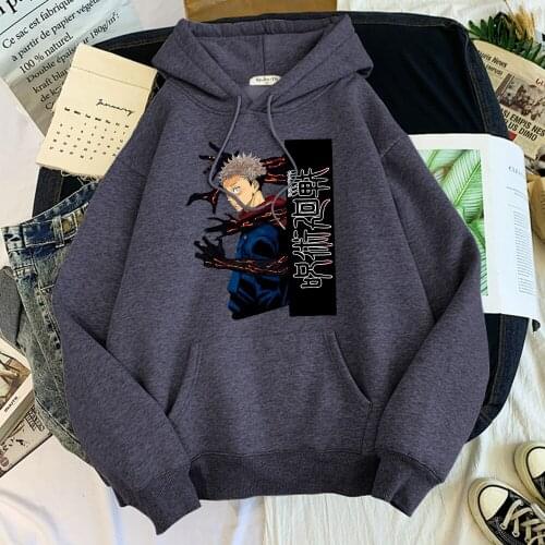 Jujutsu Kaisen Itadori Yuji Male Hoodie Funny Hip Hop Sweatshirt Vintage Harajuku Streetwear Oversize Loose Tracksuit For Men