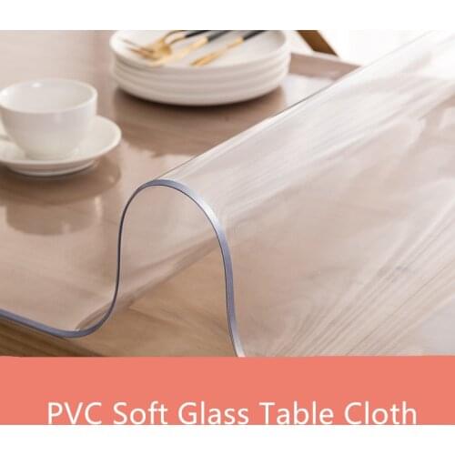 PVC soft glass tablecloth transparent Table Covers 1.5mm/2.0mm/3.0mm Thick Tablecloth Pads Mats Crystal Board Placemat Almofadas