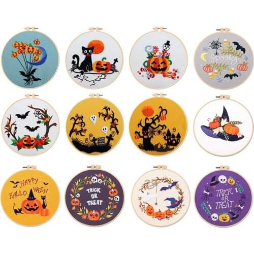 Halloween Embroidery Kit for Beginners Halloween Gifts Embroidery Starter Kits Decor Embroidery Patterns English Instructions