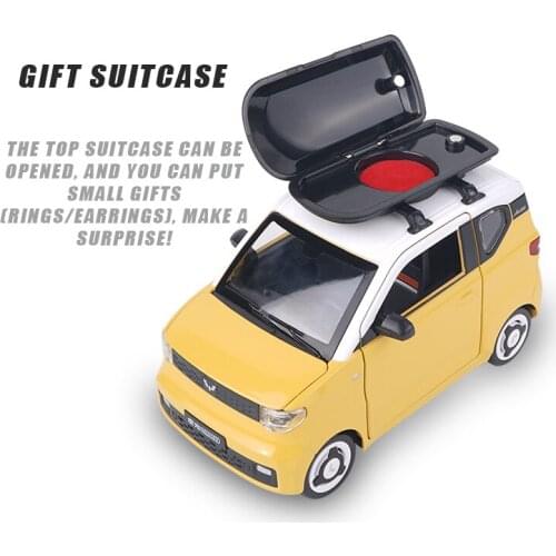 New 2021 Diecast 1:24 Alloy Model Car Miniature WULING Hongguang MiniEV K-Car Metal Vehicle for Children Collected Gifts Hottoys