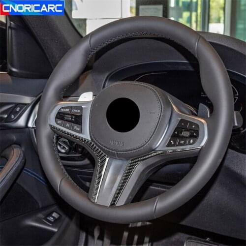 Carbon Fiber Steering Wheel Decoration Frame Stickers Trim For BMW G30 G38 G01 G02 5 Series X3 X4 2018-2020 Car Styling Interior