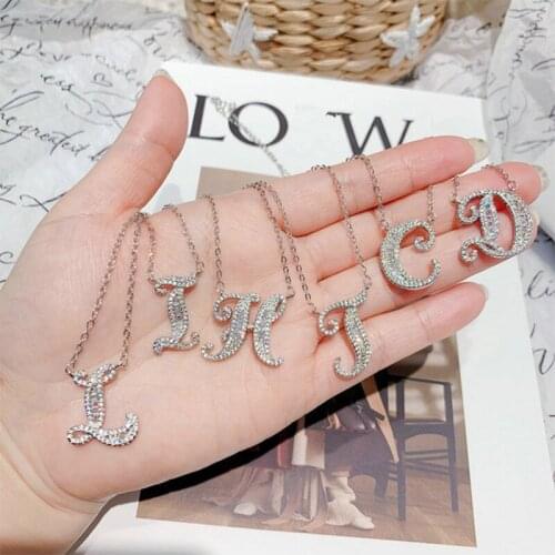 925 Sterling Silver Letter M Top Quality 26 Letters Necklaces Women Girls Necklace Charm Pendants CZ Jewelry Personal Necklace