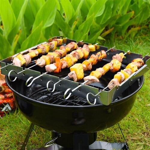 Skewer Sticks Home Foldable Large Grill Rack Accessories Stainless Steel Simple Foldable Babecue Fork Shelf Holder